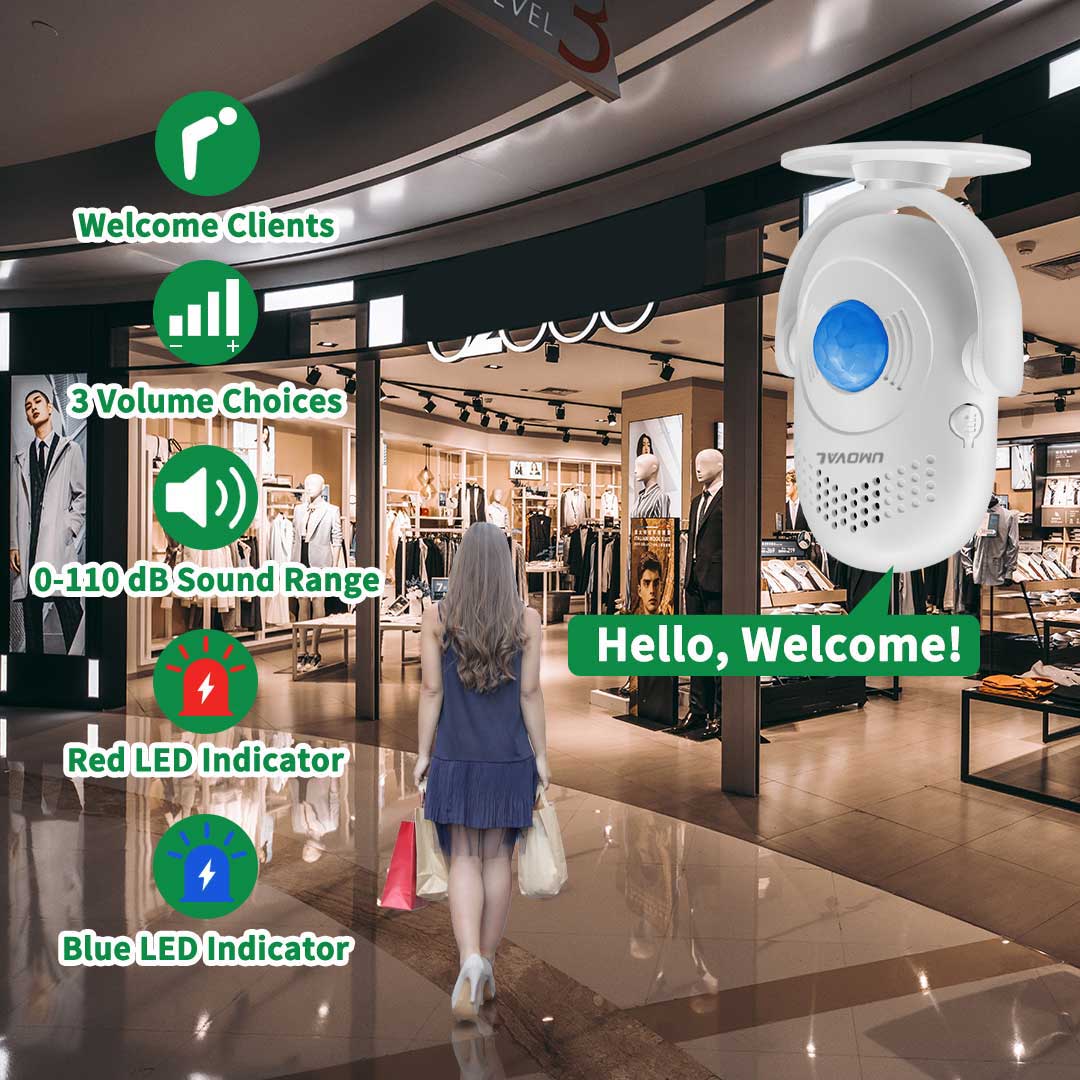 Motion Sensor Doorbell Welcome Buzzer + Infrared Motion Detector Alarm Siren at Night